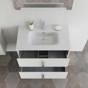 Mobile bagno base lavabo sospesa Ika 81 2/C olmo creme 81x46 cm