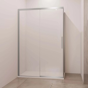 Porta scorrevole doccia Lux sx fisso est. 97-100 cm argento banda satinata