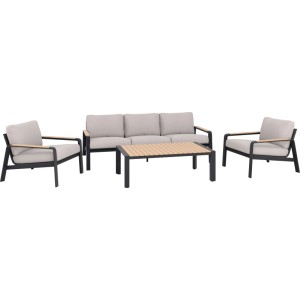 Salotto da giardino Branford in allu con cuscini antracite/beige 4 posti