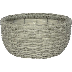 Ciotola decorativa color grigio chiaro effetto vimini, Ø 35 cm, ideale per interni ed esterni.