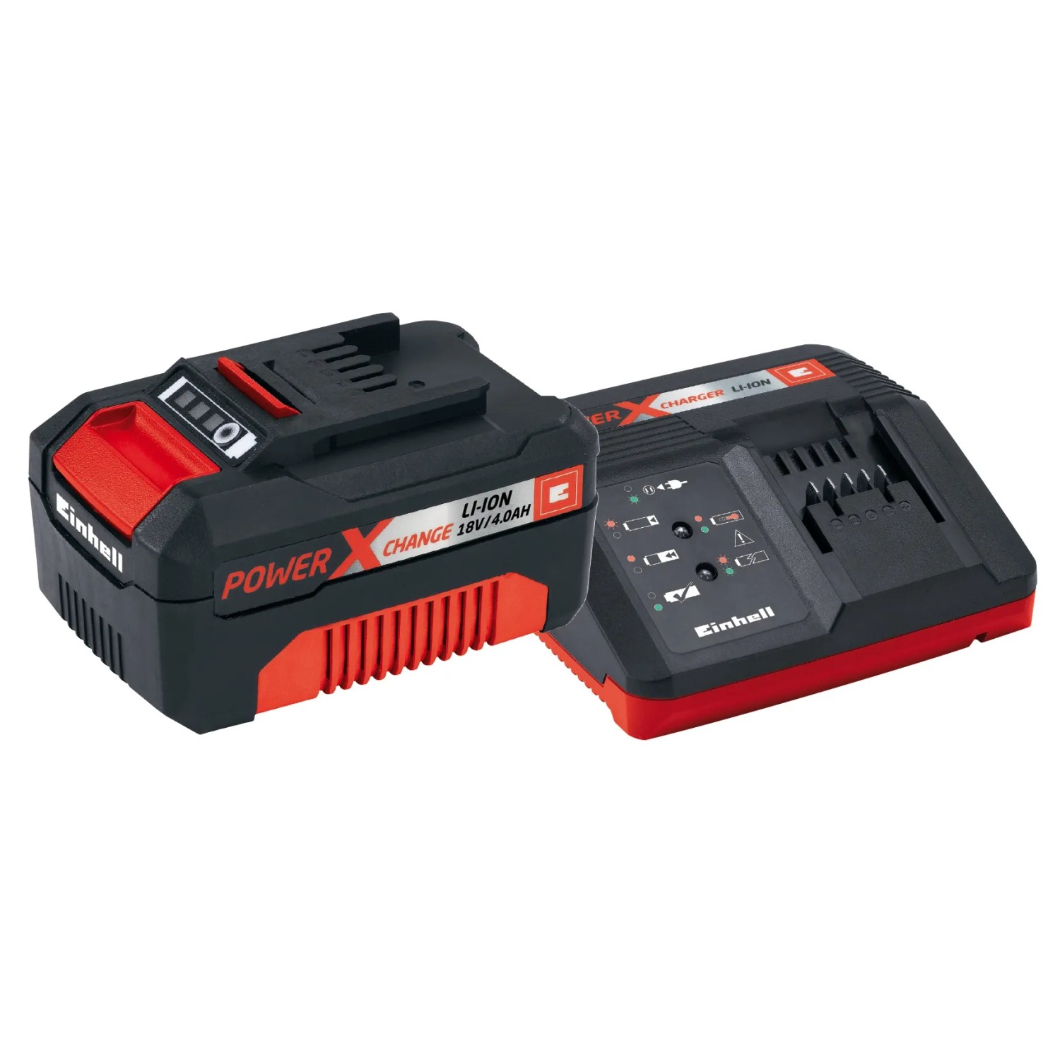 Einhell Power X-Change Starter-Kit con batteria 18V 4Ah e caricabatterie.