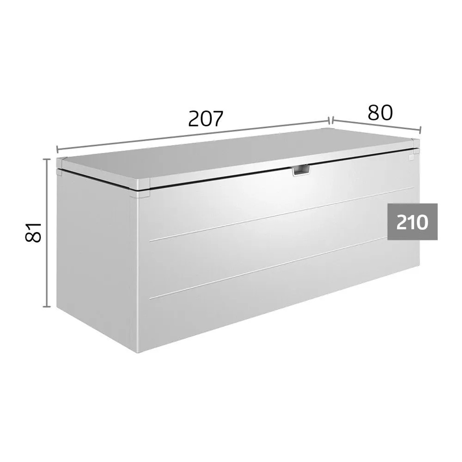 Biohort StyleBox 210 box universale grigio scuro metallizzato. Baule da giardino impermeabile con superficie liscia per esterni.
