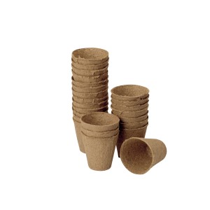 Vasi per piantine, rotondi, 8 cm di diametro, 16 pezzi, in materiale biodegradabile.