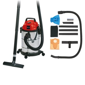 Einhell TC-VC 1820 S aspirapolvere solidi-liquidi con accessori, serbatoio in acciaio inox da 20 l.