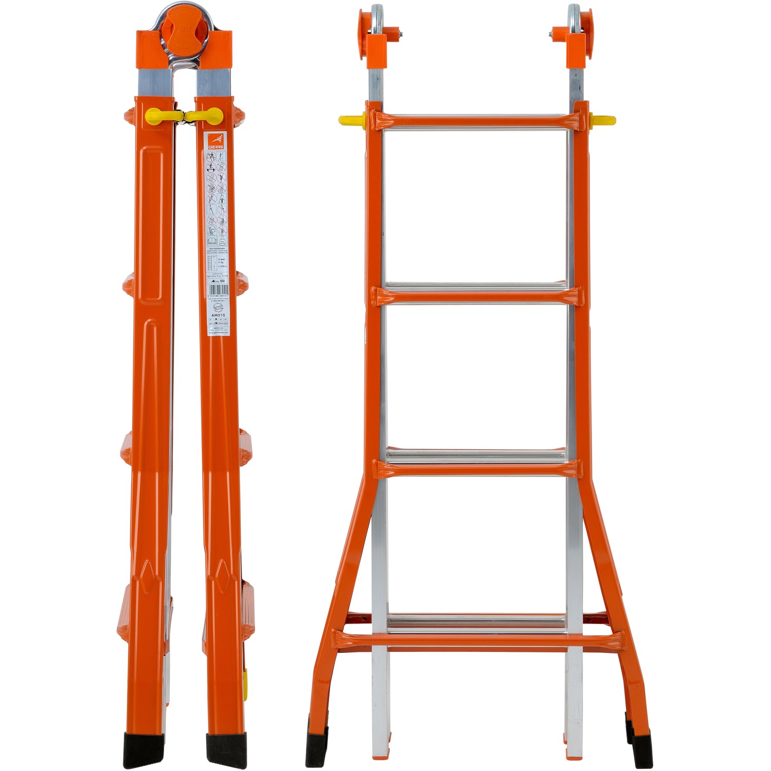 Scala Multiuso In Alluminio 4+4 Gradini - Telescopica, 4 M Altezza, Certificata UNI EN 131, Made In Italy - Foto 5