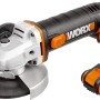 Smerigliatrice angolare a batteria Worx WX800 20V con batteria. Smerigliatrice compatta per il fai da te.