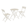 Set bistro AUSTIN beige in acciaio, composto da tavolo e due sedie. Set di mobili da giardino per terrazza e balcone.