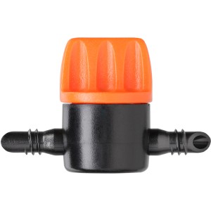 t.b.t. per Microirrigazione: Valvola di regolazione con manopola arancione e corpo nero.