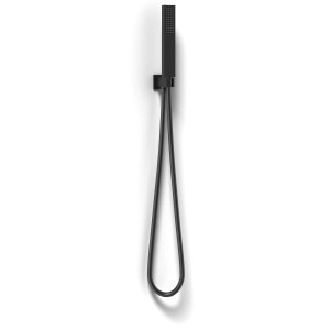 Set soffione doccia t.b.t. nero con tubo flessibile per la doccia.