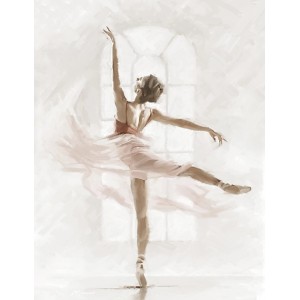 Dipinto di una ballerina in tutù rosa davanti a una finestra, Quadri.
