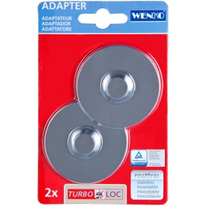 Wenko Turbo-Loc Set di 2 adattatori cromati lucidi per accessori bagno e cucina.