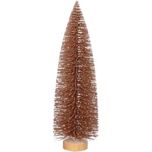 Albero artificiale decorativo marrone chiaro con base in legno, alto 32 cm, per un'atmosfera natalizia.