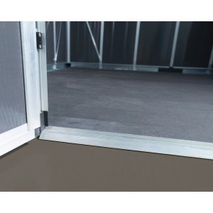 Dettaglio: Ingresso del capanno in metallo Palram Yukon, antracite, 17,2 m².