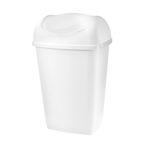 Contenitore t.b.t. bianco in plastica con coperchio basculante.