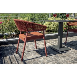 Sedia giardino contract Alluminio rosso corda rossa cuscino rosso