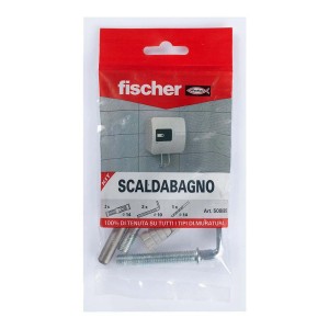 Kit di fissaggio Fischer Scaldabagno per boiler, tasselli e viti in confezione.