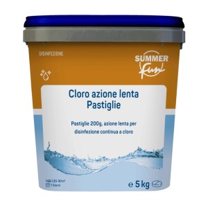 Cloro pastiglie azione lenta per disinfezione continua 5 kg