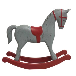 Cavallo a dondolo bianco legno 38x31cm