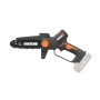 Worx motosega a batteria WG327E.9, sega a una mano per rami fino a 15 cm, senza batteria.