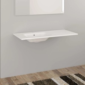 Mobile lavabo bianco t.b.t. della categoria Lavandini con specchio su parete grigia.