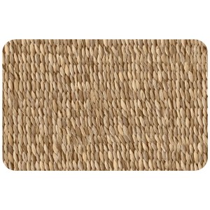 Tovaglia rettangolare in materiale naturale intrecciato, ideale per la tavola da pranzo.