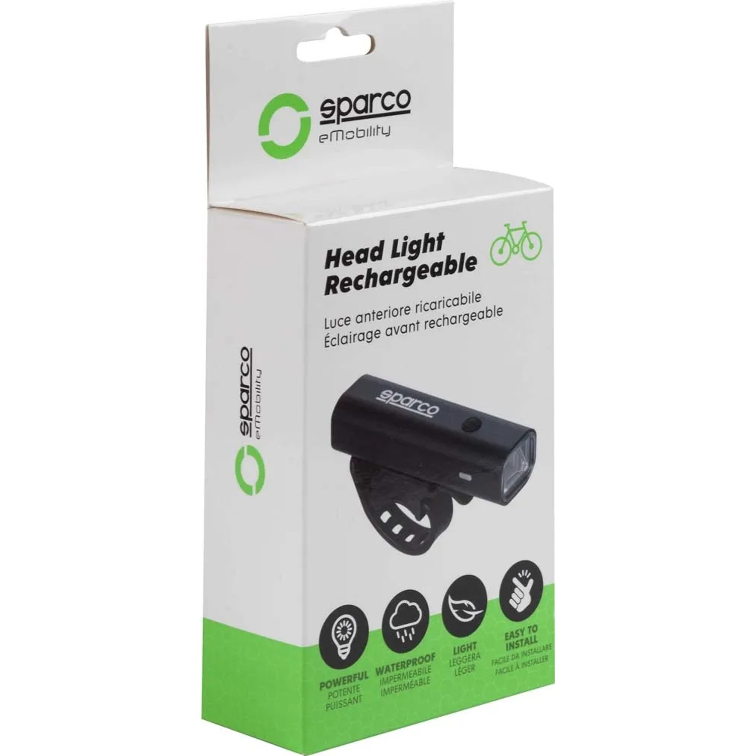 Luce bici ricaricabile Sparco per maggiore sicurezza in bicicletta.