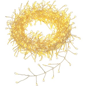 Catena luminosa a LED con 720 LED bianco caldo e cavo trasparente, lunghezza 14 m.