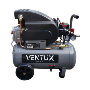 Compressore t.b.t. grigio con ruote e alloggiamento nero.