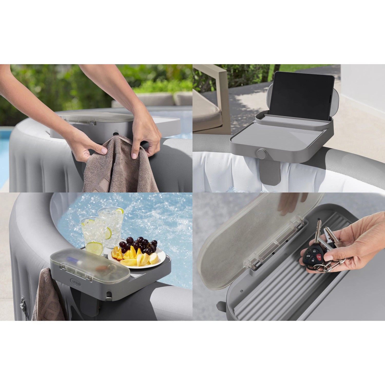 Bestway LAY-Z-SPA Xtras vassoio 4 in 1 per idromassaggio con tavolo, supporto e portasciugamani.
