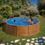 Piscina rotonda Gre Pacific effetto legno, Ø 460 cm, in giardino con famiglia.