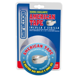 Rotolo di nastro adesivo American Tape, argentato, per riparazioni e sigillature.