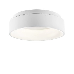 Plafoniera LED t.b.t. bianca e rotonda per montaggio a soffitto.