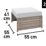 Sgabello in polyrattan grigio chiaro con cuscino, parte del set di mobili da balcone Olea Mini