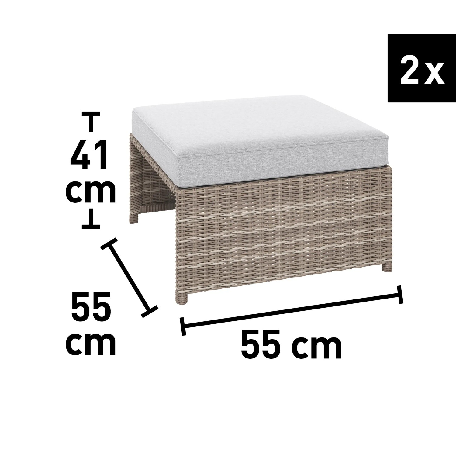 Sgabello in polyrattan grigio chiaro con cuscino, parte del set di mobili da balcone Olea Mini
