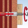 Illustrazione: Tassello Fischer Duopower 8x65 con vite in muratura, funzionamento.
