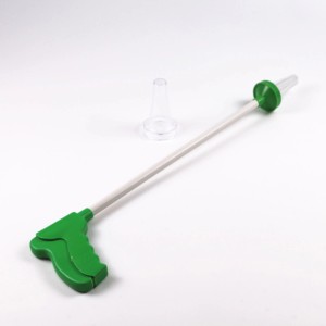 t.b.t. cattura insetti con manico verde e contenitore trasparente.