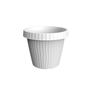 Vaso per piante t.b.t. bianco con superficie scanalata per interni ed esterni.