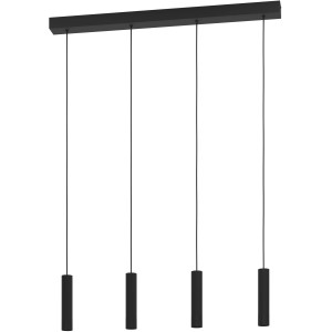 Lampada a sospensione a LED Eglo Almudaina nera, 4 luci, design moderno per soggiorno e sala da pranzo.