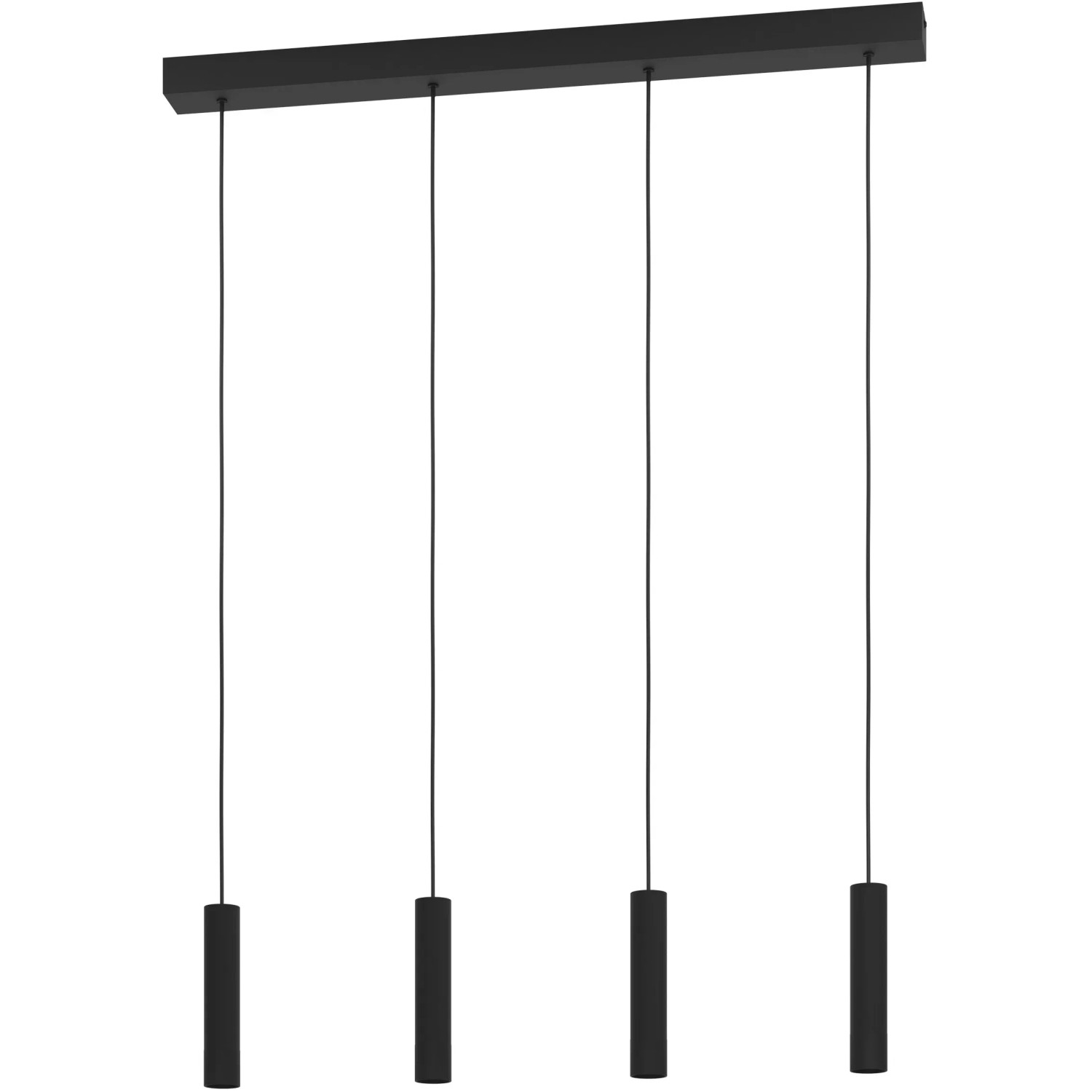 Lampada a sospensione a LED Eglo Almudaina nera, 4 luci, design moderno per soggiorno e sala da pranzo.