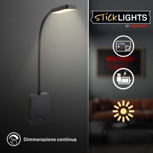 Luce da lettura a LED dimmer touch 200 lm 2W luce calda nero