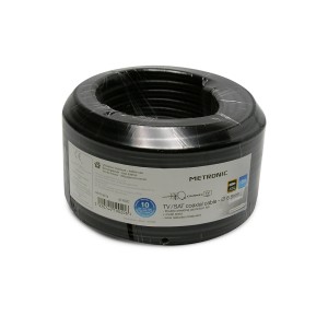 Cavo coassiale nero su bobina per TV/SAT, accessorio video.