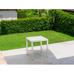 Tavolo da giardino quadrato New Elma in metallo bianco 35x35x42 cm