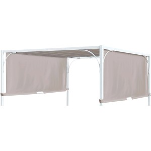 t.b.t. Accessorio per la protezione solare, struttura bianca con pannelli laterali beige.