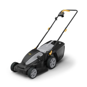 Alpina Tagliaerba elettrico AL1 38 E, larghezza taglio 38 cm, cesto raccolta 40 litri, nero/grigio.