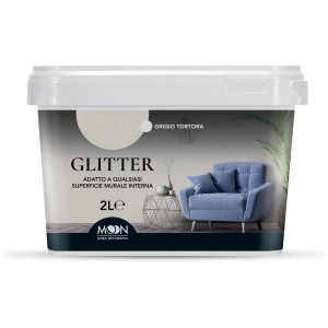 Pittura effetto glitter grigio tortora per pareti interne.