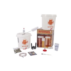 Set per birra con fermentatori, accessori e confezione Ferrari.