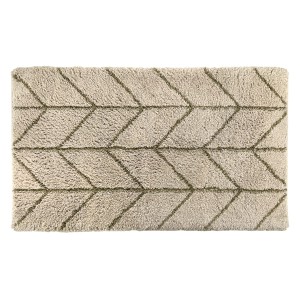Tappeto da bagno beige con motivo a frecce.