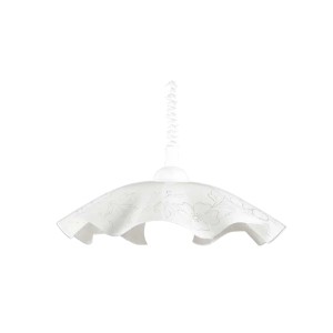 Lampada a sospensione bianca t.b.t. con motivo floreale per interni.