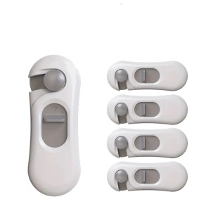 Chiusure di sicurezza adesive per ante e cassetti in ABS 5 pz