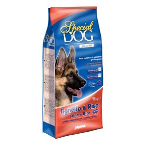Confezione di cibo secco per cani Special Dog, agnello e riso, 15kg.